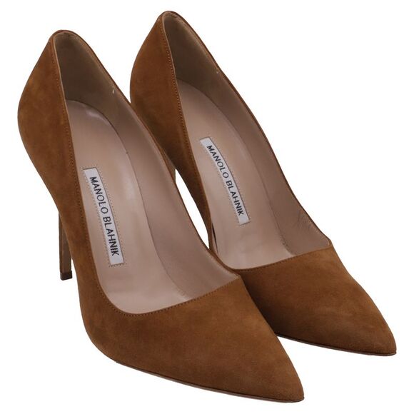 Manolo Blahnik Pointed-Toe Pumps in Brown Suede - Picture 3 of 9